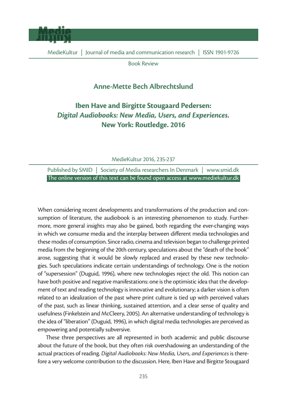 PDF文档封面 - 《数字有声书：新媒体、用户与体验》分析——媒介研究视角