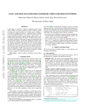 Couverture du document PDF - J-MAC : Corpus d'audiobooks japonais multi-locuteurs pour la synthèse vocale - Analyse technique