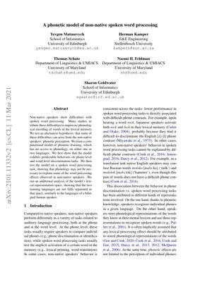 PDF文檔封面 - 非母語口語詞彙處理嘅語音模型：分析與見解